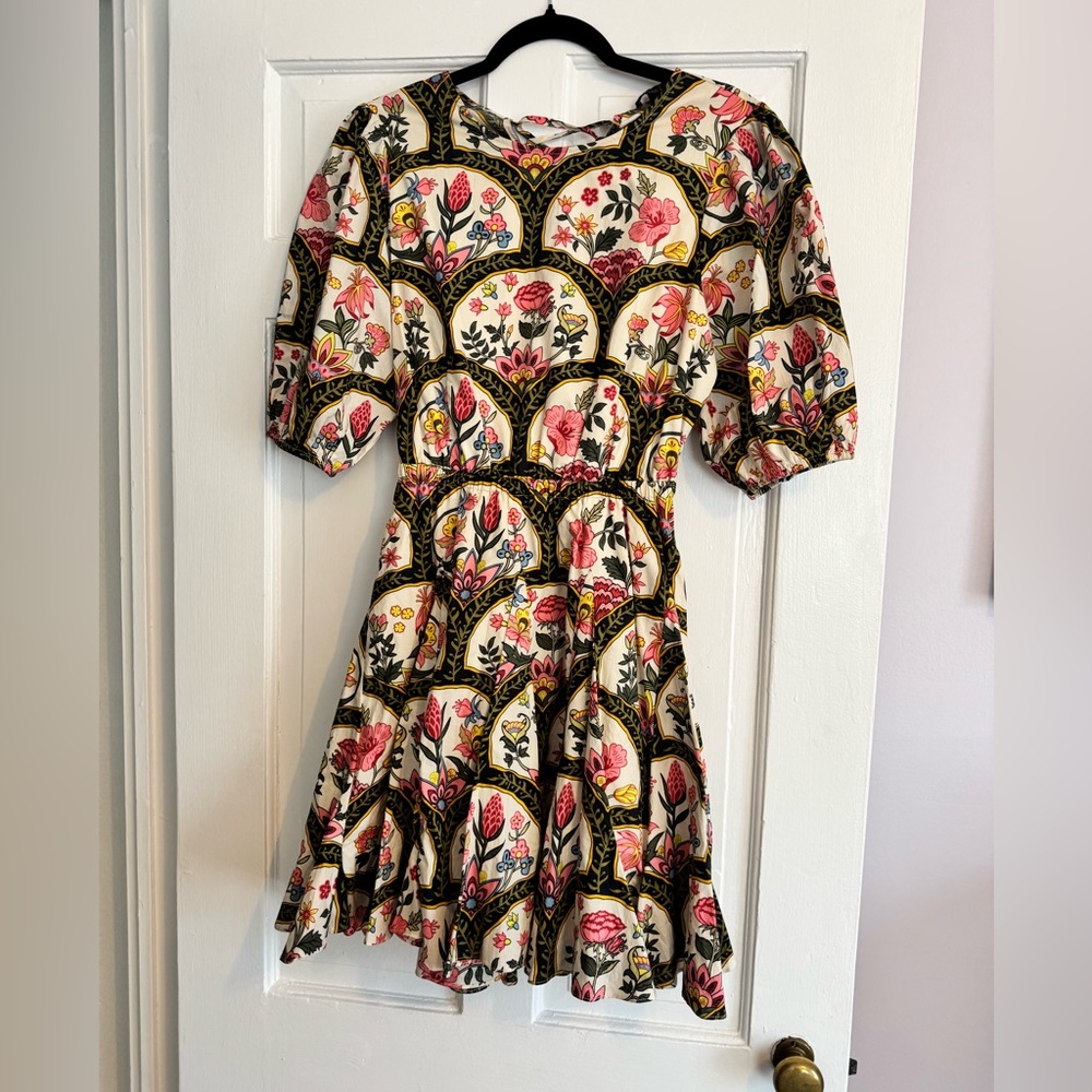 Christian Lacroix Floral Printed Mini Dress w Lace Up Back, S, Like New!